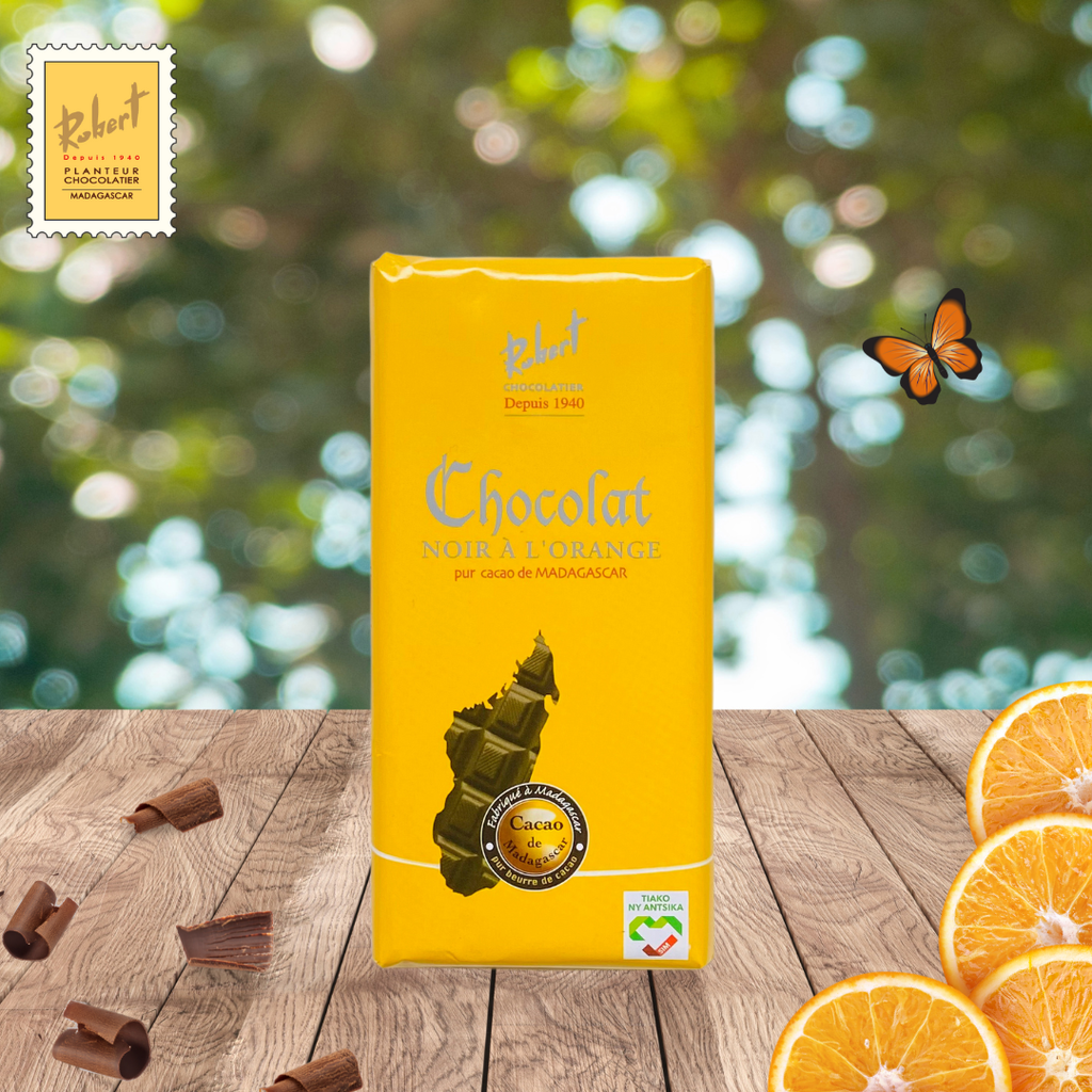 Tablette de chocolat noir 70% à l'écorce d'orange