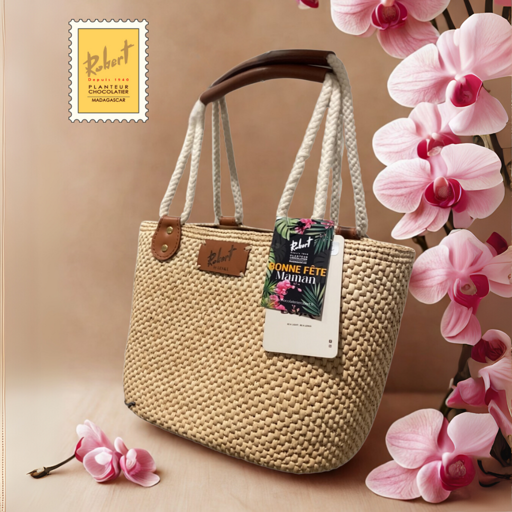 Sac en Raphia aux teintes "Chocolat Blanc"