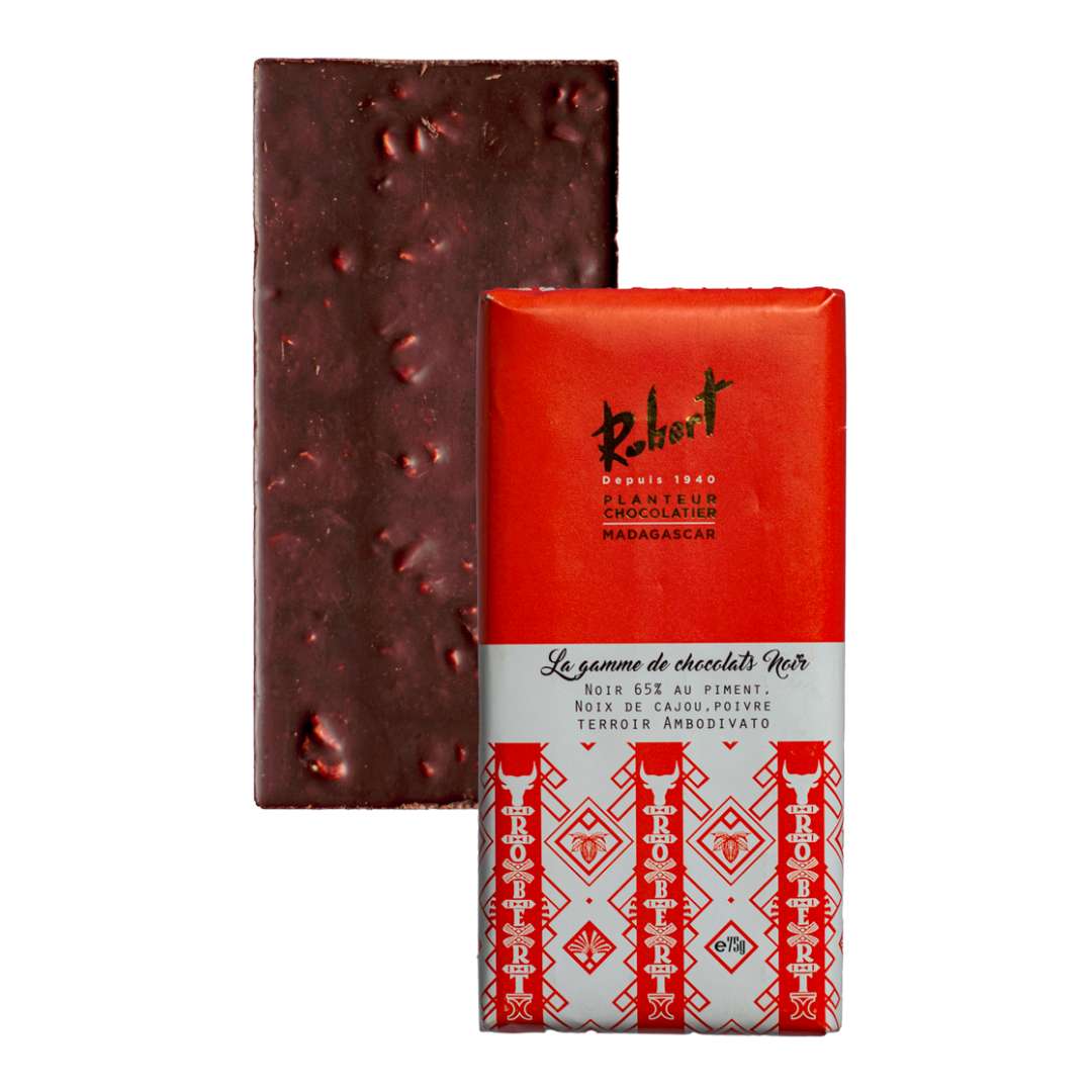 [TNCAJ] Tablette Chocolat Noir 65% à la Noix de Cajou Piment et Poivre